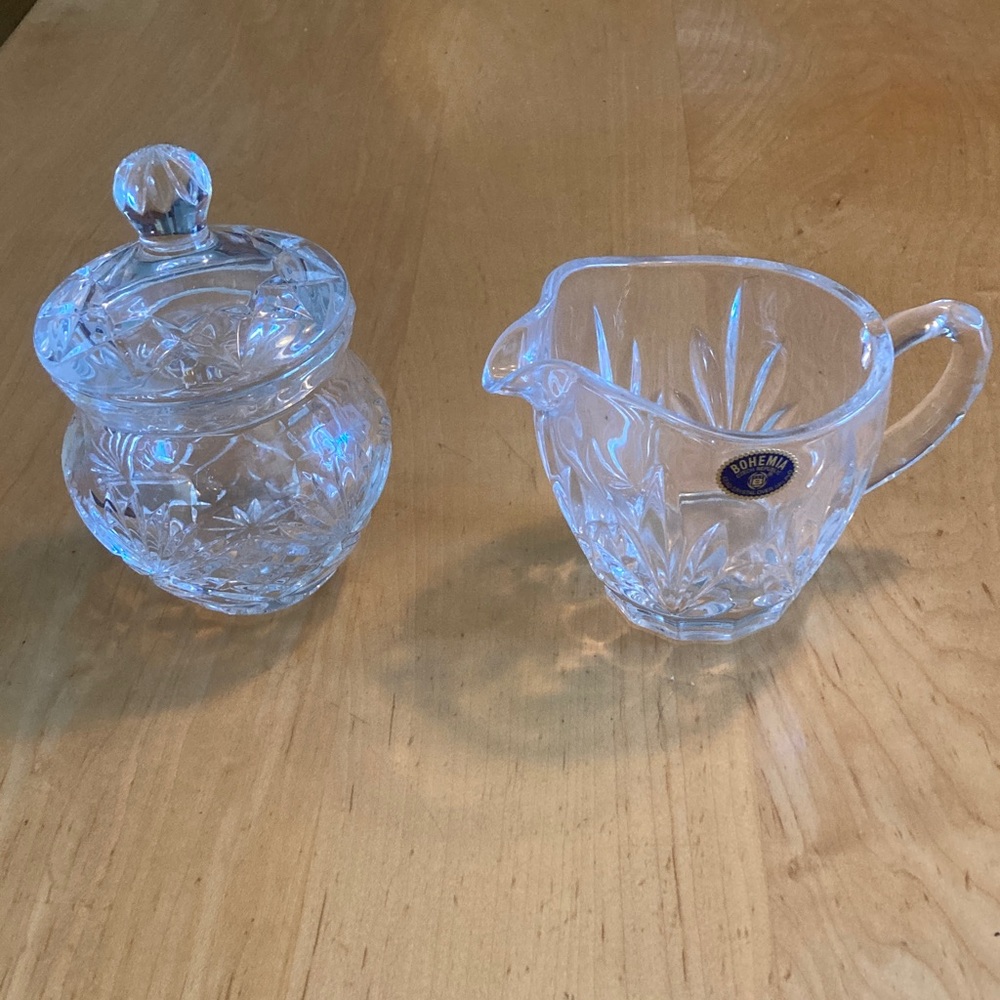 Vintage, Unused Crystal Sugar and Creamer Set